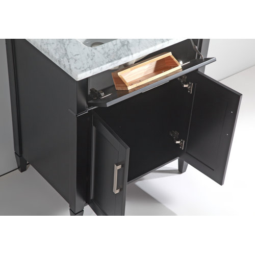 Gracie Oaks Lachine 24'' Single Bathroom Vanity with Carrara Marble Top